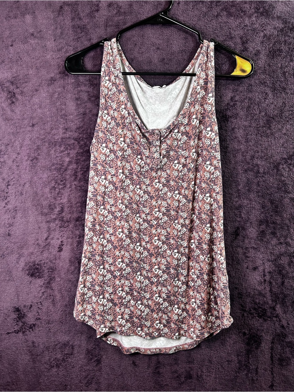 Floral Scoop Neck Women's Tank Top in Mauve Pink